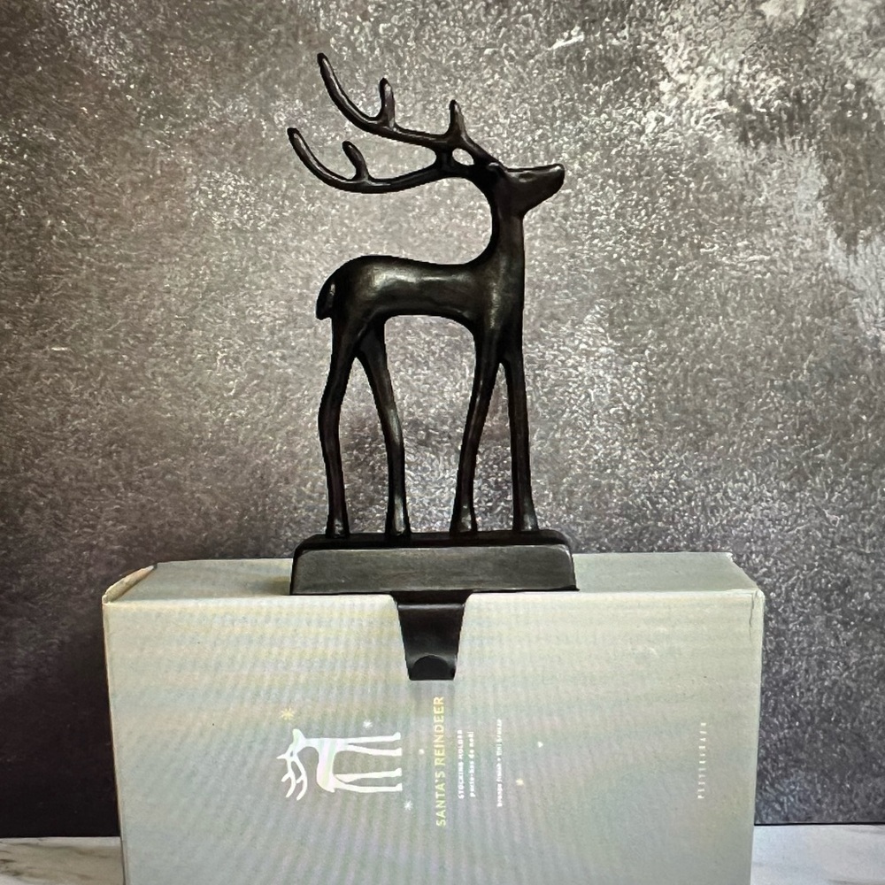 Pottery Barn Santa’s Reindeer Stocking Holder in Bronze